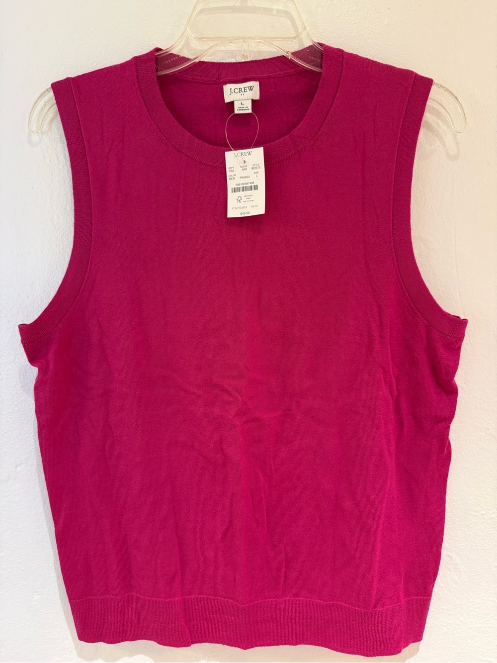 NWT J.Crew Shell, Pink, Size L
